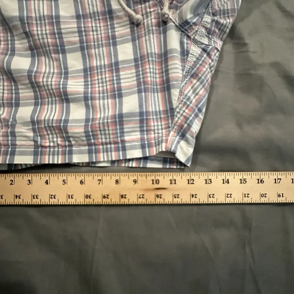 J Crew Swim Shorts Mens 35 Plaid Boardshorts Drawstring Lined Summer Beach Pool